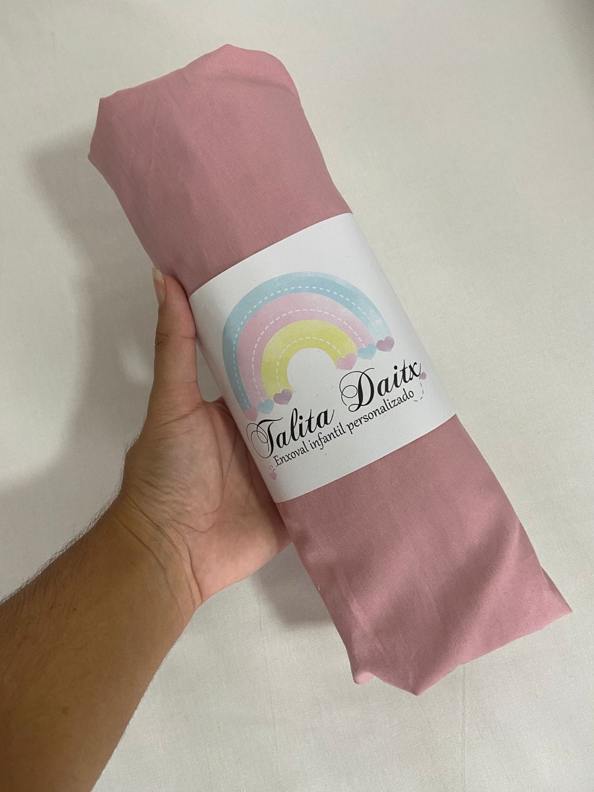 lençol e elástico rosé